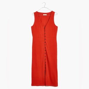 Madewell Organic Cotton Ribbed Button-Down Tank Midi Dress